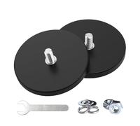Magnetpro Pack of 2 strong rubberized magnets, non-slip, anti-scratch, anti-corrosion, over 30 kg adhesive capacity, 1/4 inch-20 stainless steel external thread and nut