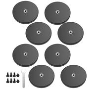 Magnetpro Pack of 8 Strong Rubberised Magnets Non-Slip Size: Diameter 66 mm 30 kg Adhesive Force, Magnetic Mounting Base for Light Strips and Additional Mirrors for Outdoor Use