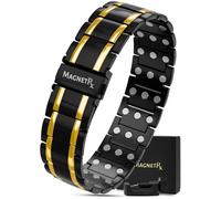 MagnetRX® 3X Strength Magnetic Bracelets for Men - Effective Titanium Magnetic Bracelet Men - Premium Fold-over Clasp & Adjustable Length with Sizing Tool & Gift Box (Black/Gold)