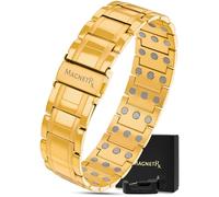 MagnetRX® 3X Strength Magnetic Bracelets for Men - Effective Titanium Magnetic Bracelet Men - Premium Fold-over Clasp & Adjustable Length with Sizing Tool & Gift Box (Gold)