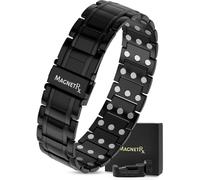 MagnetRX® 3X Strength Magnetic Bracelets for Men - Effective Titanium Magnetic Bracelet Men - Premium Fold-over Clasp & Adjustable Length with Sizing Tool & Gift Box (Black)