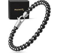 MagnetRX® Hematite Magnetic Bracelet - Max Strength Magnet Stones - Elegant Beaded Hematite Bracelets for Men and Women (Classic | Medium)