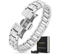 MagnetRX® Magnetic Bracelets for Men - EllipseMAX 5X Strength 5,000 Gauss Magnets - Designed in USA & Patent Approved - Premium Titanium Mens Magnetic Bracelet & Adjustable Length (Silver)