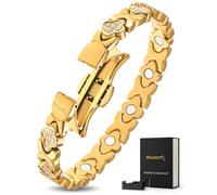 MagnetRX® Magnetic Bracelets for Women - Premium Four Leaf Clover Bracelet with Crystals and Ultra Strength Magnets - Adjustable Length with Included Sizing Tool (Gold)