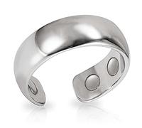 MagnetRX® Magnetic - Elegant Stainless Steel Ring - Magnet Rings for Women & Men (Polished Silver, Size: 6)