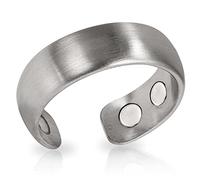 MagnetRX® Magnetic Ring - Elegant Stainless Steel Ring - Magnet Rings for Women & Men (Brushed Silver, Size: 6)