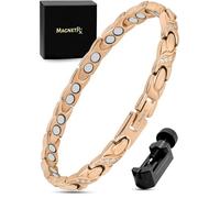 MagnetRX® Ultra Strength Magnetic Bracelets for Women - Double Magnet Stainless Steel Crystal Bracelet for Women - Adjustable Bracelet Length with Sizing Tool (Rose Gold)
