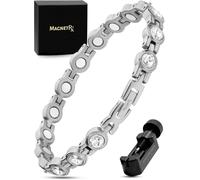 MagnetRX® Women’s Magnetic Bracelet - Elegant Magnetic Crystal Bracelets for Women - Adjustable Bracelet Length with Included Sizing Tool (Silver)