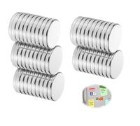 Magnets 10 * 2 mm 50 Pcs, N35 Mini Neodymium Magnet for DIY Whiteboards Tiny Thin Small Magnets Round Strong Magnet for Fridge Crafts Office Postcard Home Kitchen Warehouses (Silver)