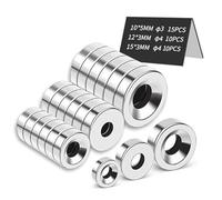 Magnets Strong 3 Sizes Neodymium Magnets 10x5mm,12x3mm,15x3mm Magnet With Hole Set 35pack Permanent N35 Round Magnet Ndfeb for Crafts Whiteboards Kitchen Office Garage Fridge DIY Model Wood