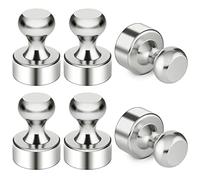 Magnets Strong, 6 Pack Silver 12 x 16 mm Fridge Magnetic Push Pins, Magnetic Thumb Tacks, Whiteboard Magnets for Photo Map Postcard A4 Paper DIY