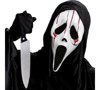magnetspiele Halloween Horror Scream Mask, Halloween Ghostface Mask, Ghost Face Masks with Decorative Knife Accessory, Matching Ghost Face Costume for Halloween, Carnival, Fancy Dress