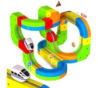 Magneverse Electric Train Set for Kids 3-10 Years Old, 69Pcs 3D Racing Track with Train, Traffic Signs & Bridge, STEM Building Kids Toys for Boys Girls, Creative Magnetic Fusion Toys Birthday Gift