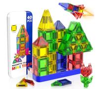 Magneverse Mini Magnetic Tiles Travel Set for Kids, Magnetic Building Blocks with Metal Box, Magnet Toys for Toddlers Kids Ages 1 2 3 4 5 6 7 8 Boys Girls Christmas Birthdays Gifts