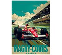 MAGNI-COURS - Retro Formula 1 Poster A4 Size Vintage Car Racing Wall Art Gift for Men Office Garage Decor for F1 and Motorsport Lovers