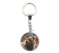 Magnidome Deluxebase Grizzly Bear Keychain - Crystal Glass Dome Animal Key Ring with Stainless Steel Chain, Cute Grizzly Bear Key Holder for Fun Bag Charms and Novelty Gifts.