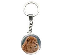 Magnidome Deluxebase Lion Keychain - Crystal Glass Dome Animal Key Ring with Stainless Steel Chain, Cute Lion Key Holder for Fun Bag Charms and Novelty Gifts.