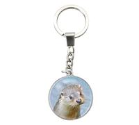 Magnidome Deluxebase Otter Keychain - Crystal Glass Dome Animal Key Ring with Stainless Steel Chain, Cute Otter Key Holder for Fun Bag Charms and Novelty Gifts.