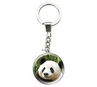 Magnidome Deluxebase Panda Keychain - Crystal Glass Dome Animal Key Ring with Stainless Steel Chain, Cute Panda Key Holder for Fun Bag Charms and Novelty Gifts.