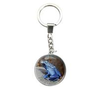 Magnidome Deluxebase Poison Dart Frog Keychain - Crystal Glass Dome Animal Key Ring with Stainless Steel Chain, Cute Frog Key Holder for Fun Bag Charms and Novelty Gifts.
