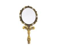 Magnification Hand Held Mirror Vintage Folding Small Handle Mirror Makeup Metal Butterfly Designed (Bronze Color, Oval Style)
