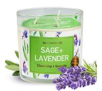 MAGNIFICENT 101 Long Lasting Lavender Sage Scented Smudge Candle - 14 oz - 56 Hour Burn Time - Natural Soy Wax Candle for House Energy Cleansing & Manifestation