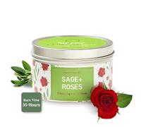 MAGNIFICENT 101 SAGE + Roses Aromatherapy Candle for House Energy Cleansing, Banishes Negative Energy I Purification and Chakra Healing - Natural Soy Wax Tin Candle for Aromatherapy 6oz