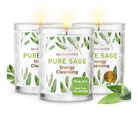 Magnificent 101 Set of 3 Long Lasting Pure Sage Candles - 3.5 Oz Each - 42 Hour Burn | All Natural, Organic, Petroleum & Paraffin Free Candles to Cleanse Your Home, Relax & Restore The Body & Mind