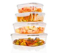Magnificent 4-Pack Large glass food storage containers with Lids | 2500ml | 2260ml | 1520ml | 1050ml | Glass meal prep containers | Microwave, Oven, Freezer and Dishwasher Safe