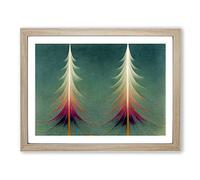 Magnificent Abstract Pine Trees Framed Wall Art Print A2 Oak