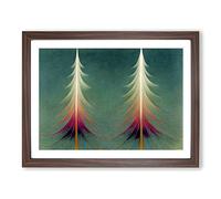 Magnificent Abstract Pine Trees Framed Wall Art Print A2 Walnut