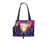 Magnificent city Printed pet shoulder bag for going out - small dog and cat dual-purpose shoulder bag