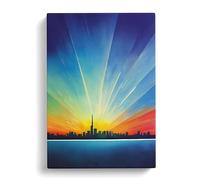 Magnificent City Skyline Canvas Print | Gallery Wrapped 30mm Frame Wall Art | 30x20 inches | Ready to Hang | Modern Cityscape Picture | Living Room Bedroom Lounge Office