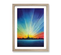 Magnificent City Skyline Framed Print | A3 Oak Framed Wall Art | Ready to Hang | Modern Cityscape Picture | Living Room Bedroom Lounge Office