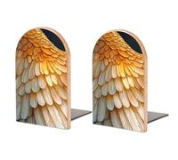 Magnificent Feathered Wings Wooden Bookends Shelves 2 PCS Sturdy Book Holders Desktop Organizer for Home Office Libraries
