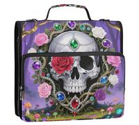 Magnificent Gem Carnival Skeleton 3 Rings 1.5 inch Office Binder Organizer with Shoulder Strap Includes Zip Pocket Document Binder Organizer for School and Office Carpeta con bolsillo Extra