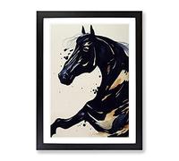 Magnificent Horse Art No.1 Abstract Framed Print | A2 Black Framed Wall Art | Ready to Hang | Abstract Animal Picture | Living Room Bedroom Lounge Office