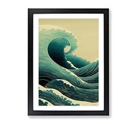 Magnificent Japanese Wave Framed Print | A2 Black Framed Wall Art | Ready to Hang | Asian Nautical Picture | Living Room Bedroom Lounge Office