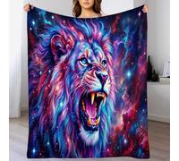 Magnificent Lion Decor Throw Blankets For Couch Sofa Fantasy Cosmic Animals Soft Lightweight Flannel Fleece Blanket For Dorm Bedroom And Living Room, Baby 80"X95"(200X240Cm)
