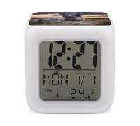 Magnificent Miniature Schnauzers 7 Colors Changing Alarm Clock Digital Alarm Clock Bedside Clock for Home Bedroom