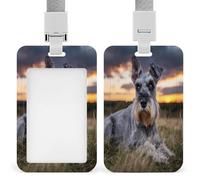 Magnificent Miniature Schnauzers Badge Holder Personalized ID Name Tag Vertical Work Badge Clip with Lanyard for Women Men