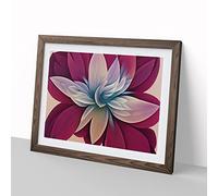 Magnificent Modern Flower Art Abstract H1022 Framed Print for Living Room Bedroom Home Office Décor, Wall Art Picture Ready to Hang, Walnut A2 Frame (64 x 46 cm)