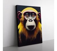 Magnificent Monkey Black, Brown, Brown Canvas Wall Art Print Ready to Hang, Framed Picture for Living Room Bedroom Home Office Décor, 76x50 cm (30x20 Inch)