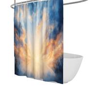 Magnificent Natural Landscape Shower Curtain Morning Glow Cloud Sea Shower Curtains Nordic Bathroom Decor Extra Long Bathtub Curtains 180 x 180 cm