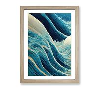 Magnificent Ocean Wave Framed Print for Living Room Bedroom Home Office Décor, Wall Art Picture Ready to Hang, Oak A2 Frame (64 x 46 cm)