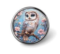 Magnificent Owl Round Pin Brooch Enamel Lapel Badges Jewelry Decor for Backpack Hats