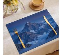 Magnificent Peaks Placemats Set of 6, Washable, Heat-Resistant Magnificent Peaks Place Mats for Table, Non-Slip Durable Table Mats for Dining, Easy to Clean & Reusable - 45 x30cm, Dark Blue
