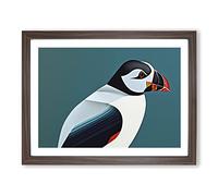 Magnificent Puffin Bird Framed Print | A2 Walnut Framed Wall Art | Ready to Hang | Modern Nature Picture | Living Room Bedroom Lounge Office