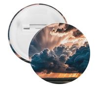 Magnificent Rainstorm Cloud Badge Metal Round Pins, Lightweight Brooch for Backpack, Fashion Button Pins Badge for Shirts, Jackets, Shawl Coat, Unisex, 5PCS, Tinplate, metal round pins