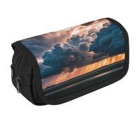 Magnificent Rainstorm Cloud Pencil Case Organizer - Large Capacity 3 Compartment Pencil Pouch for Adults, Portable Makeup Bag & Aesthetic Stationery Bag with Zipper (8.7x4.3") Unisex Gift